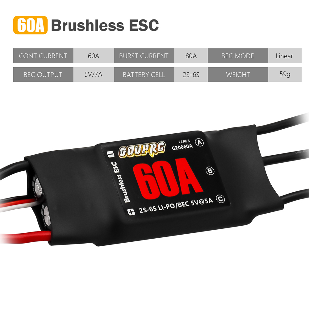 60A Brushless ESC 2-6S Electri - Drone Helicopter Rc ulasan dan harga