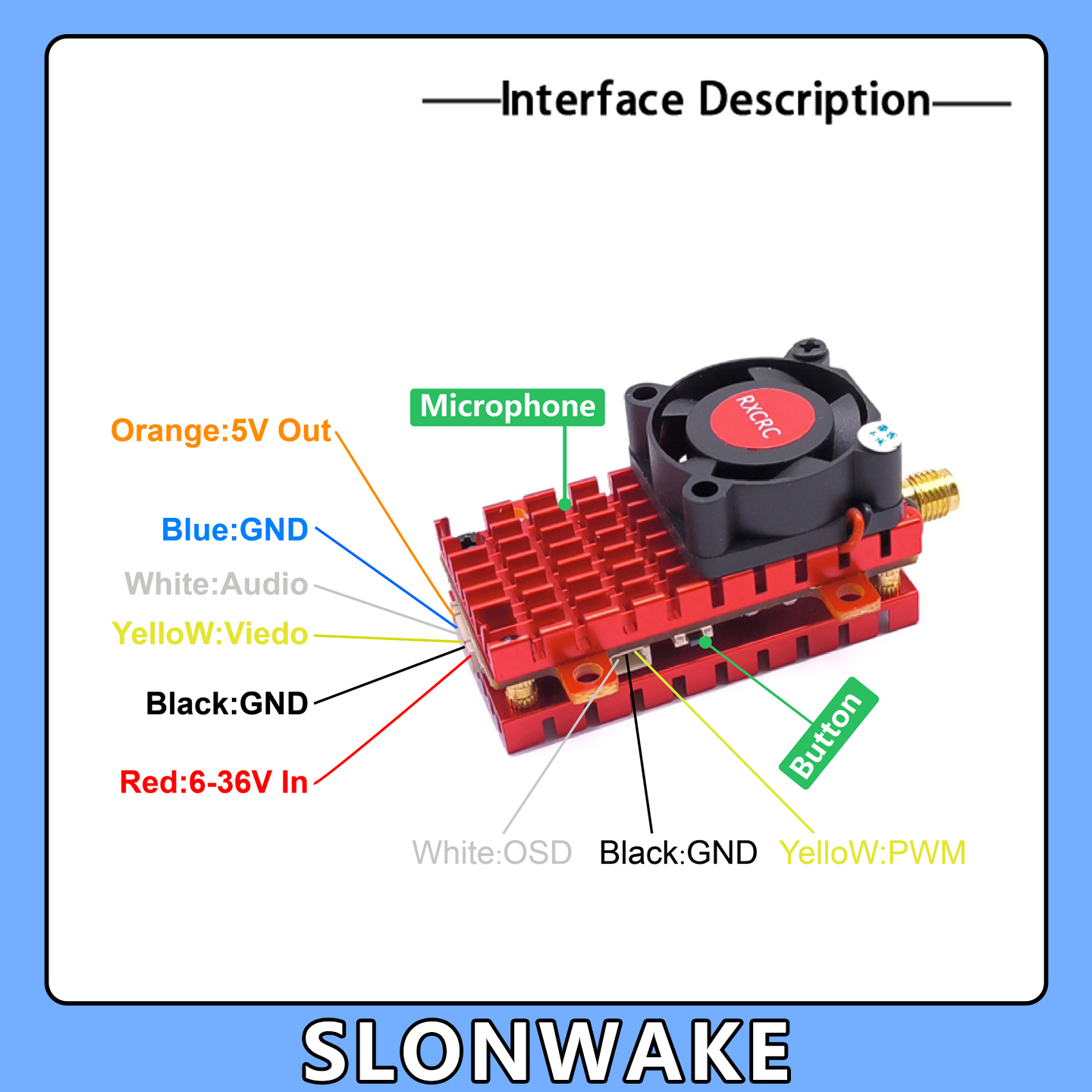 SLONWAKE 5.8G 2W VTX FPV 1800T - Drone Z ulasan dan harga