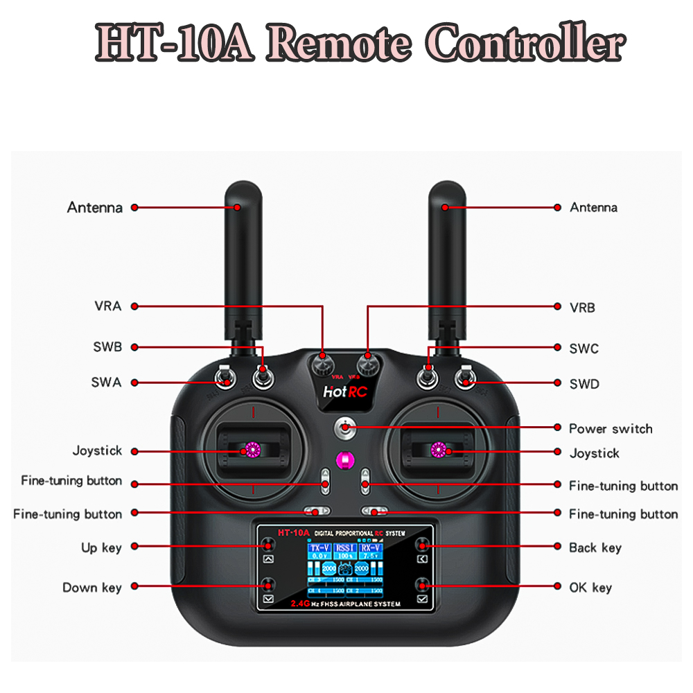 Hotrc HT-10A 2.4G 10CH Transmi - Drone Helicopter Rc ulasan dan harga